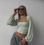 Жіночий топ зі шнурівкою на спині й об'ємними рукавами (р. 42-46) 31043433, фото 3