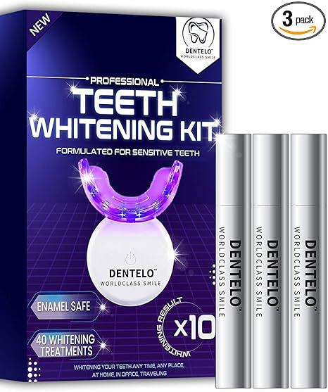 Набір для вибілювання зубів DENTELO 32 LED з 3 олівцями для вибілювання зубів — 20 сеансів вибілювання
