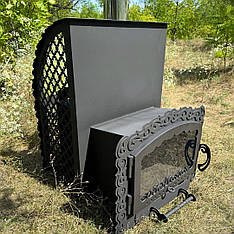 Дров'яна банна піч кам'янка "Сюзанна" (з виносом, зі склом, з парогенератором), 8мм