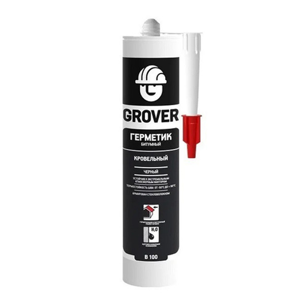Герметик GROVER B100 бітумний покрівельний (чорний), 300 мл