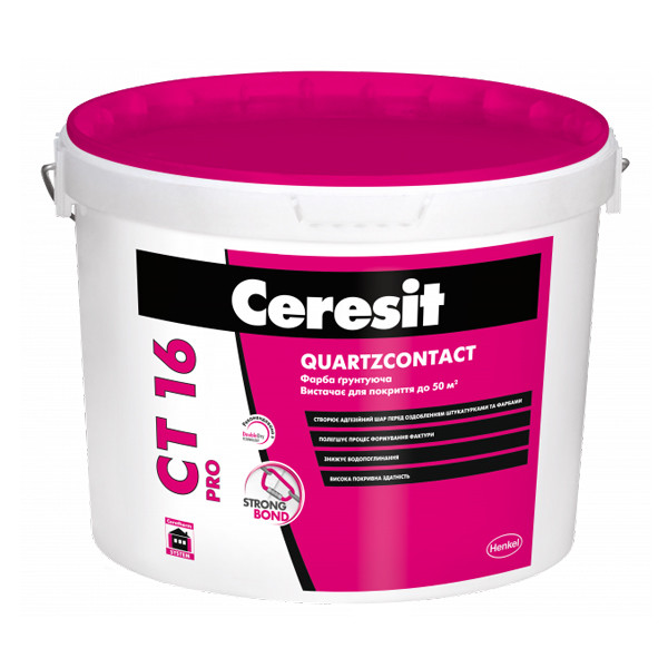 Фарба ґрунтувальна CERESIT CT 16 PRO Quartzcont, 10 л, фото 1