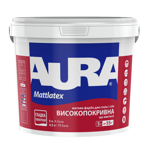 Фарба AURA Mattlatex латексна для стель та стін (матова), 5 л