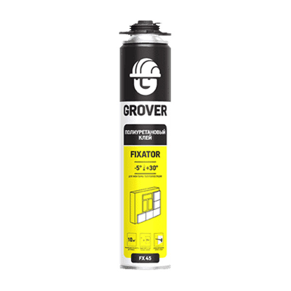 Клей-піна GROVER FX45 поліуретанова для монтажу теплоізоляції, 750 мл