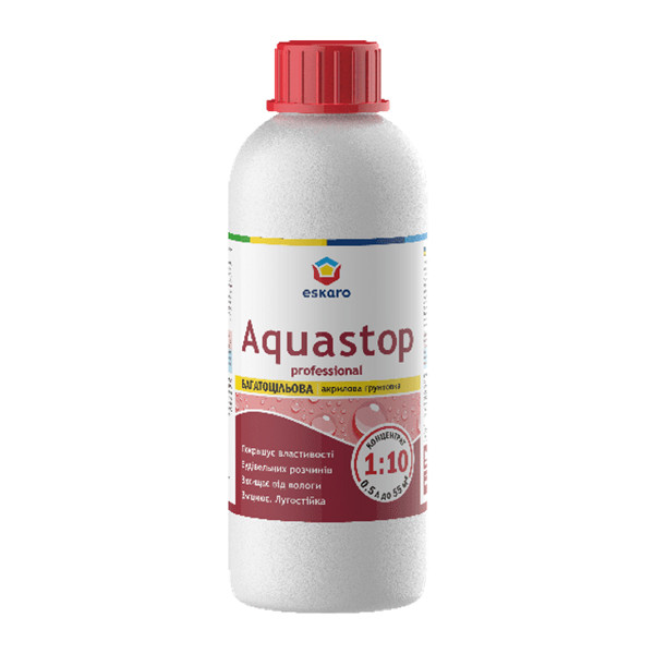 Ґрунт-концентрат ESKARO Aquastop Professional модифікатор будівельних розчинів (1:10), 0,5 л