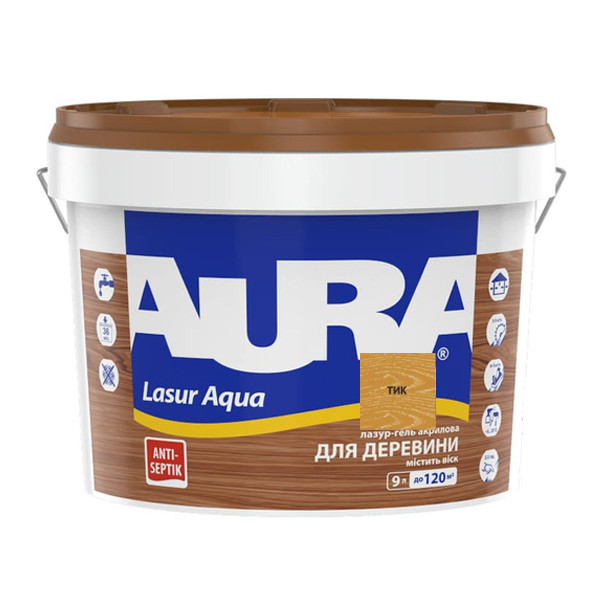 Деревозахисний засіб AURA Lasur Aqua (тик), 2,5 л, фото 1