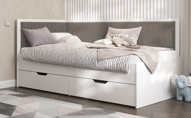 Ліжко Бруклін, односпальне ліжко з шухлядою Brooklyn на ламелях комплект