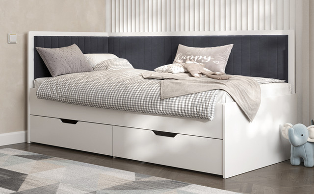 Ліжко Бруклін, односпальне ліжко з шухлядою Brooklyn на ламелях комплект