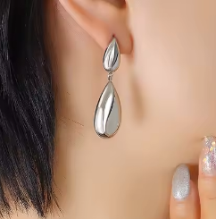 Сережки цвяшки "Срібні Крапельки" без каміння, нержавіюча сталь, stainless steel