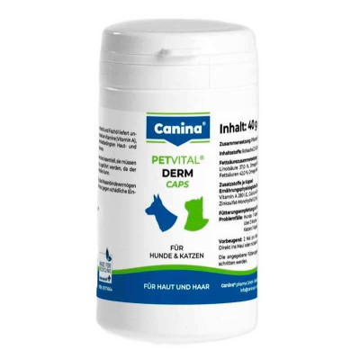 Вітаміни для собак та котів Canina (Каніна) PetVital Dеrm-Caps для проблемної шерсті 100 табл