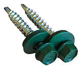 Матові покрівельні саморізи 4.8*35 по дереву для металочерепиці та профнастилу Ral 6005 (зелений) пачка 250шт, фото 3