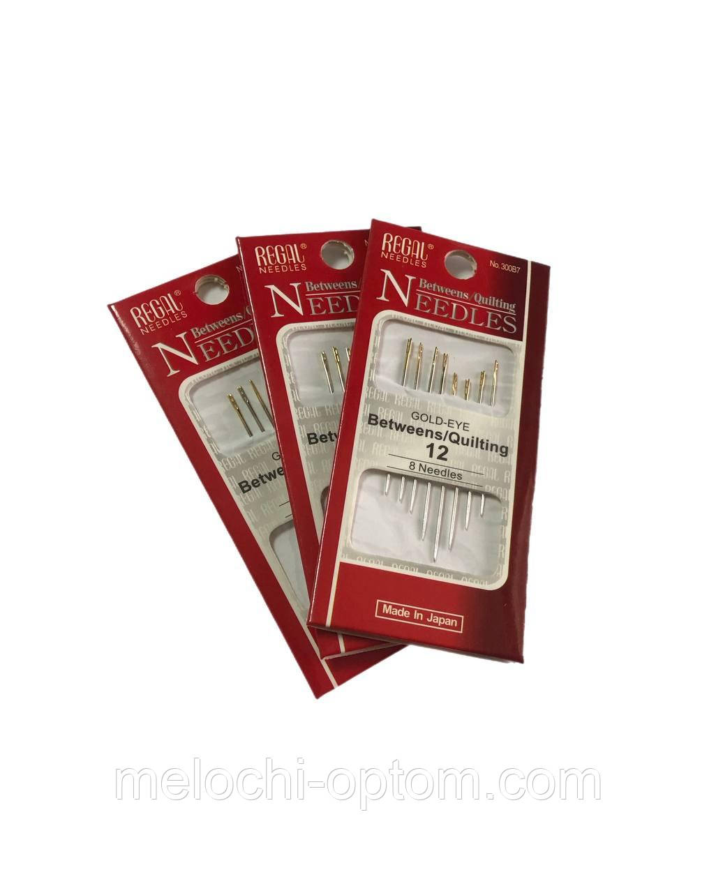 Голки швейні REGAL NEEDLES ДЛЯ СЛІПИХ (8шт) ручні, золоті вушка, голки швейні