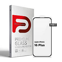 Захисне скло на Apple iPhone 16 Plus з олеофобним покриттям, 2.5D, антистатичний клей, повне проклеювання, 9H