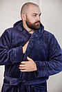 Чоловічий МАХРОВИЙ Халат ВЕЛСОФТ з каюшоном 2XL-5XL довгий ГРАФІТ/СІРИЙ 1024, фото 6