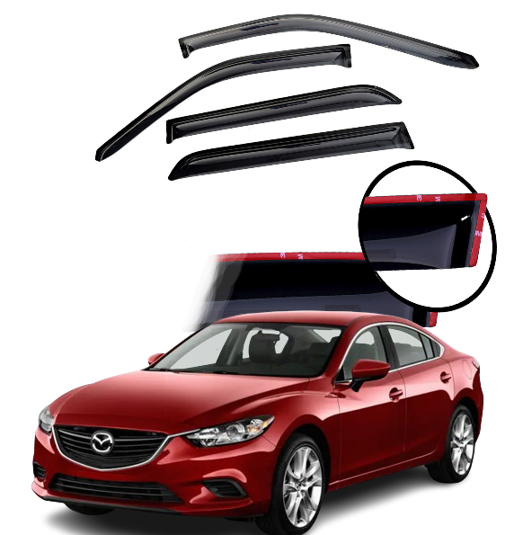 Дефлектори вікон вітровики для Mazda 6 седан 2012-> (скотч), фото 1