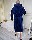 Чоловічий Махровий Халат ВЕЛСОФТ з каюшоном 2XL-5XL довгий СИНІЙ 1024, фото 2