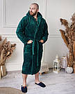 Чоловічий Халат МАХРА ВЕЛСОФТ з каюшоном 2XL-5XL довгий СМАРАГД 1024, фото 4