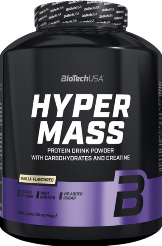Високовуглеводний гейнер для набору ваги BioTech Hyper Mass 2,27 кг ваніль