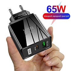 Зарядний пристрій XON PowerCharge 65W (PD33) USB Type-C (PCWA065033A1C1B 6037) Чорний