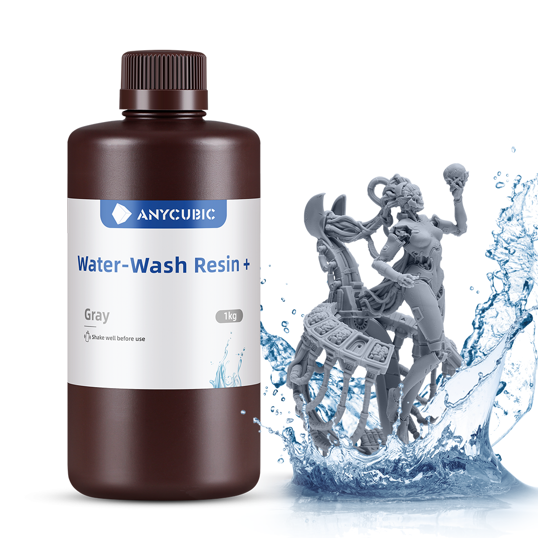 Фотополімерна смола що змивається водою Anycubic Water-Wash Resin+ Grey (Сірий), 1kg