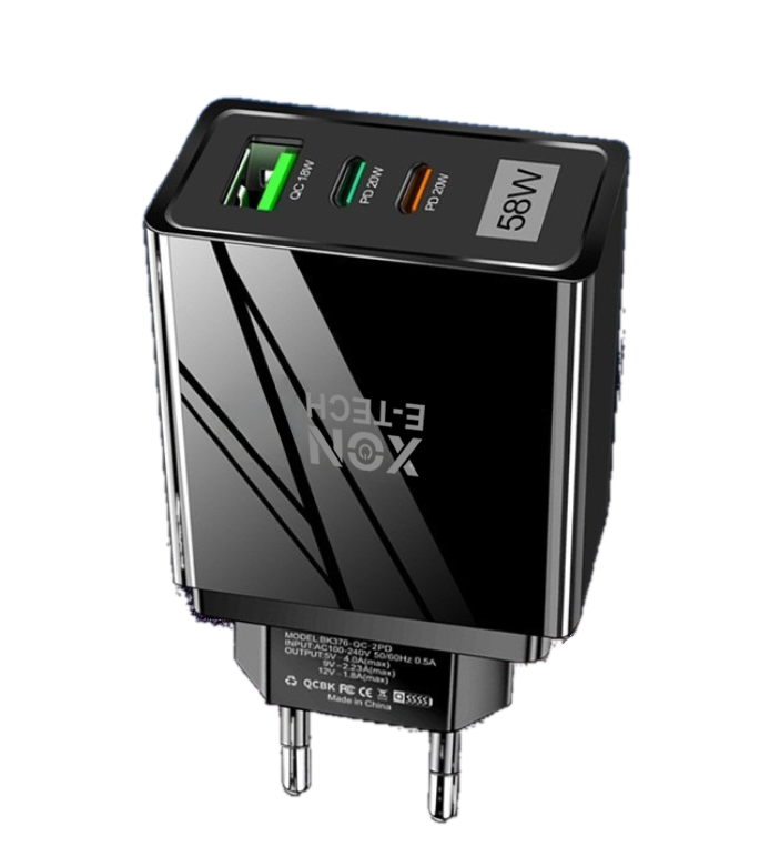 Зарядний пристрій XON PowerCharge 58W (PD20) USB Type-C (PCWA058020A1С2B 6068) Чорний, фото 1