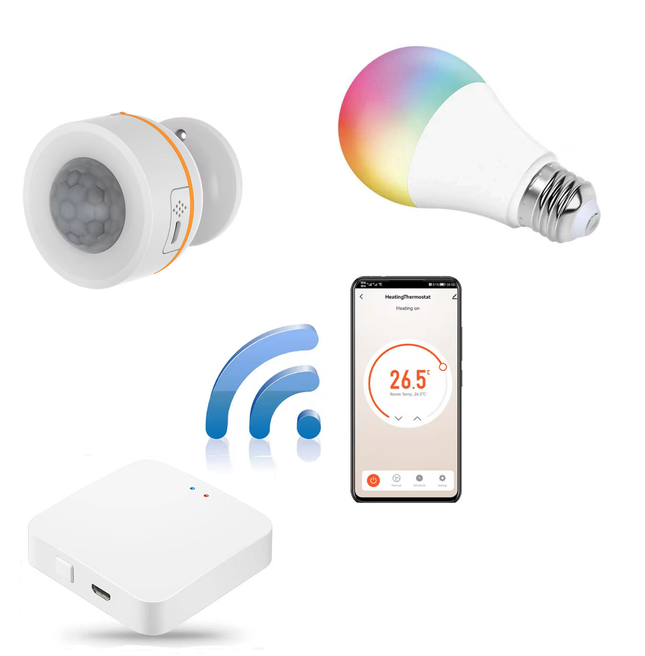 Комплект автоматизації освітлення 1DAL | Датчик руху + Wi-Fi лампочка E27 + Хаб | Tuya + ZigBee