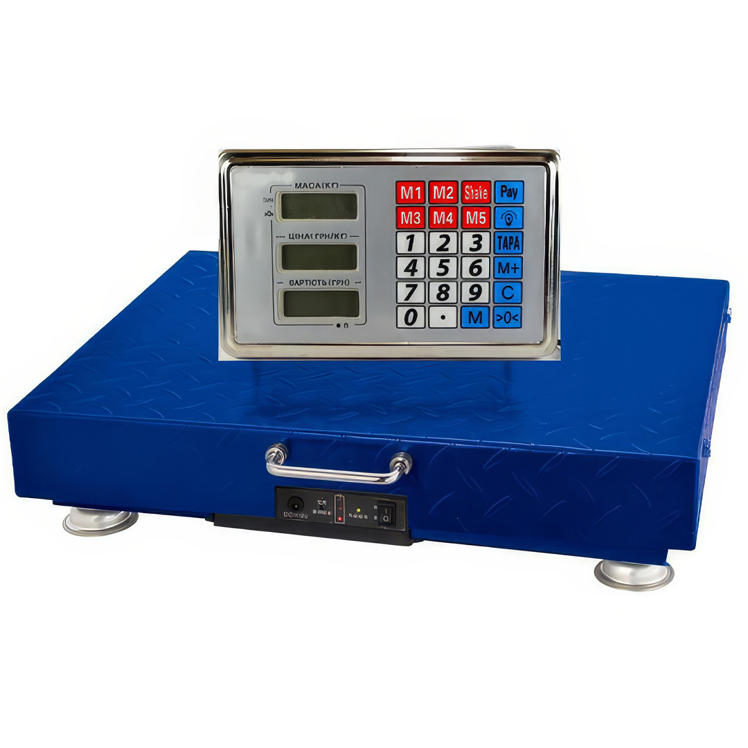 Платформна вага торгова підлогова WIFI 40x50 см Domotec ACS 300kg Сині Електронні торгові ваги, фото 1