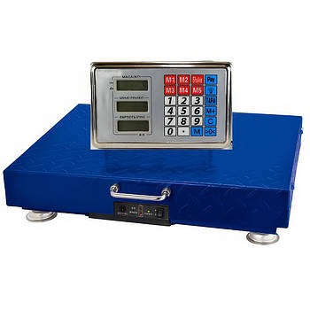 Платформна вага торгова підлогова WIFI 40x50 см Domotec ACS 300kg Сині Електронні торгові ваги