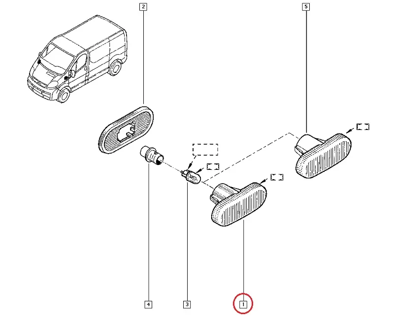 Повторювач повороту Renault Trafic 2, Opel Vivaro A (2000-2014), 7700822136, 4500736, 4416076