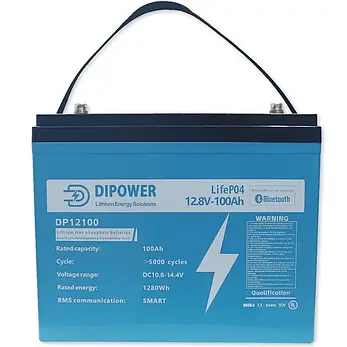 Акумулятор Dipower LiFePO4 12V/100AH (1280W*h) (літій-залізо-фосфатний акумулятор для ДБЖ (UPS)), фото 1
