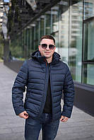 Зимова стьобана, тепла чоловіча куртка Black Vinyl С24-1303-1C