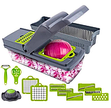 Овочерізка багатофункціональна Veggie Slicer 22 в 1 набір для нарізування овочів і фруктів із насадками та друшляком, фото 4