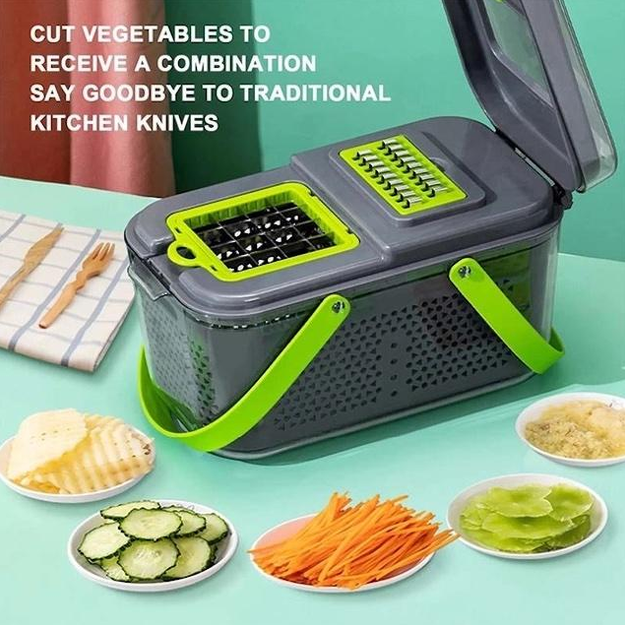 Овочерізка багатофункціональна Veggie Slicer 22 в 1 набір для нарізування овочів і фруктів із насадками та друшляком