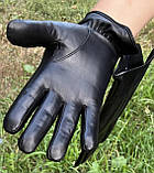 Шкіряні чоловічі рукавички з вовняною підкладкою, фото 5