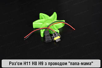 Роз'єм H11 H8 H9 з проводом "папа-мама"