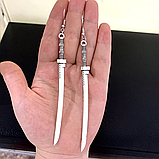 Брелок "Самурайський меч", "Катана" довжина 10,7 см, срібло, найвища деталізація. Міцне кільце., фото 2