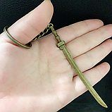 Брелок "Самурайський меч", "Катана" довжина 10,7 см, срібло, найвища деталізація. Міцне кільце., фото 5