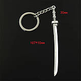 Брелок "Самурайський меч", "Катана" довжина 10,7 см, срібло, найвища деталізація. Міцне кільце., фото 7
