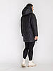 Зимова жіноча зручна чорна куртка пуховик великих розмірів, фото 6
