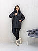 Зимова жіноча зручна чорна куртка пуховик великих розмірів, фото 2
