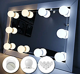 LED лампочки 10 шт для дзеркала 3 режими Mirror lights-meet different живлення USB, фото 3