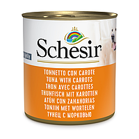 Schesir Tuna With Carrots ШЕЗІР ТУНЕЦЬ З МОРКВОЮ в желе натуральні консерви для собак, вологий корм, банка 285г
