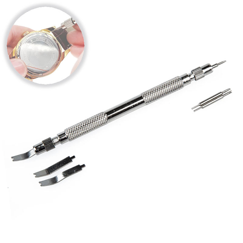 Інструмент для ремонту ремінців наручних годинників, шпилькознімач, з 4 змінними насадками, фото 1