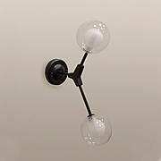 Сучасне чорне бра з білою кулею 10см (61-W1002F-2 BK+CLWH)