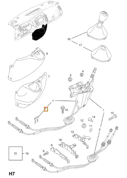 Скоба троса перемикання передач Renault Trafic 2, Opel Vivaro A (2000-2014), 8200794956, 4414393