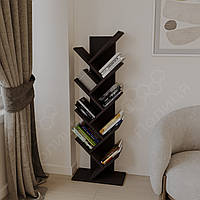 Книжкова полиця на підлогу 110 см, стелаж стійка ялинка, підставка для книг Венге