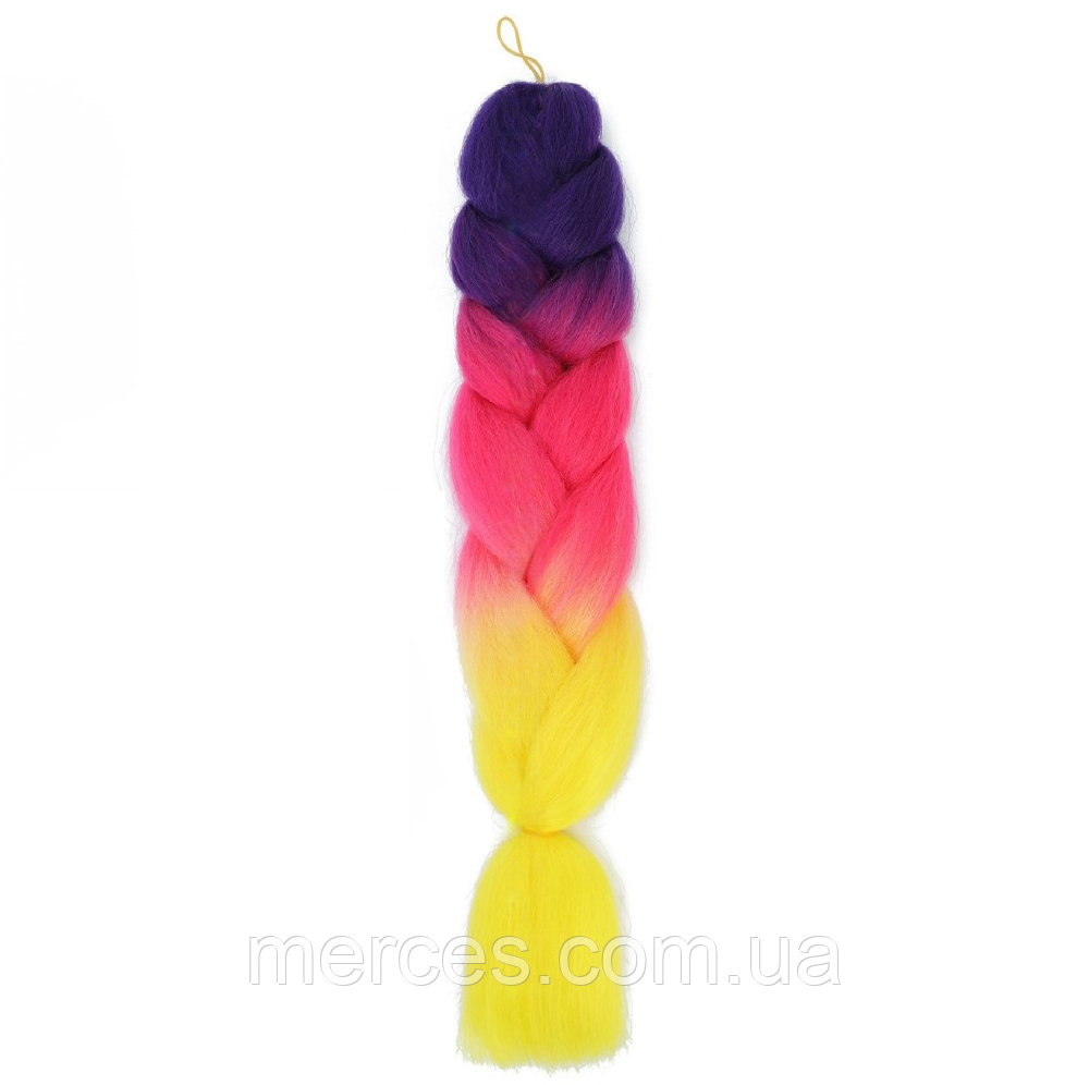 Канекалон Jumbo Braid омбре різнокольорова коса три кольори довжина 60 см Вага 100 грам Термостійкий C39, фото 1