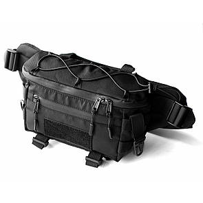 Чорна нагрудна тактична сумка бананка чоловіча TACTIC 1 поясна з тканини на 5 відділень