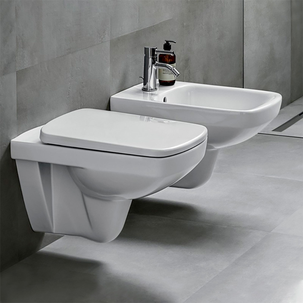 501.961.00.1 Selnova Square комплектект підвісного унітазу воронкоподібний, 53см, прямокутний, Rimfree, з сидінням із кришкою