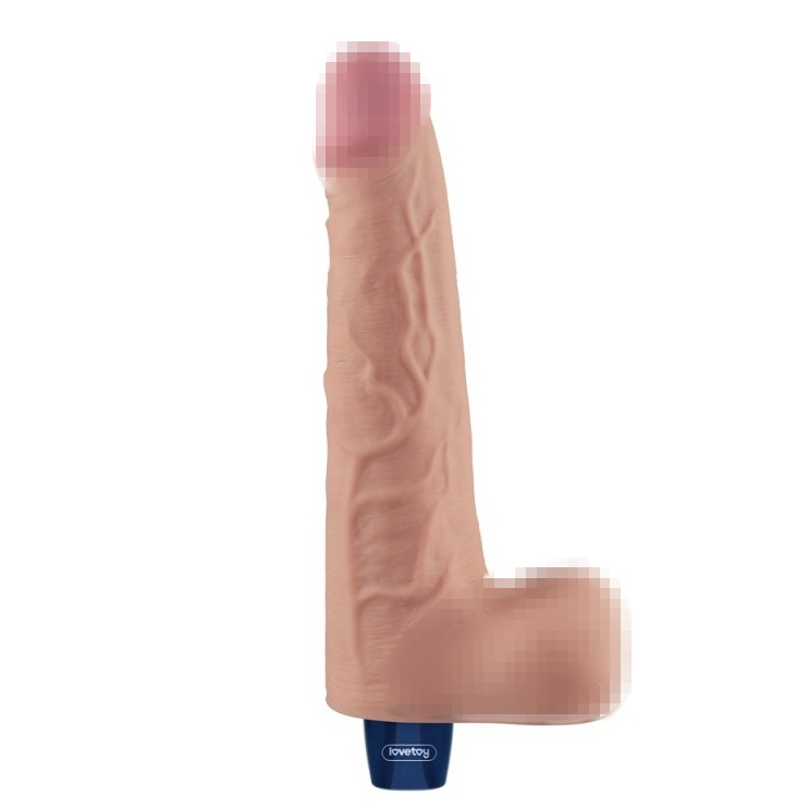 Віброфаломітатор великий Ділдо з мошонкою тілесного кольору (25.3 см), фото 1