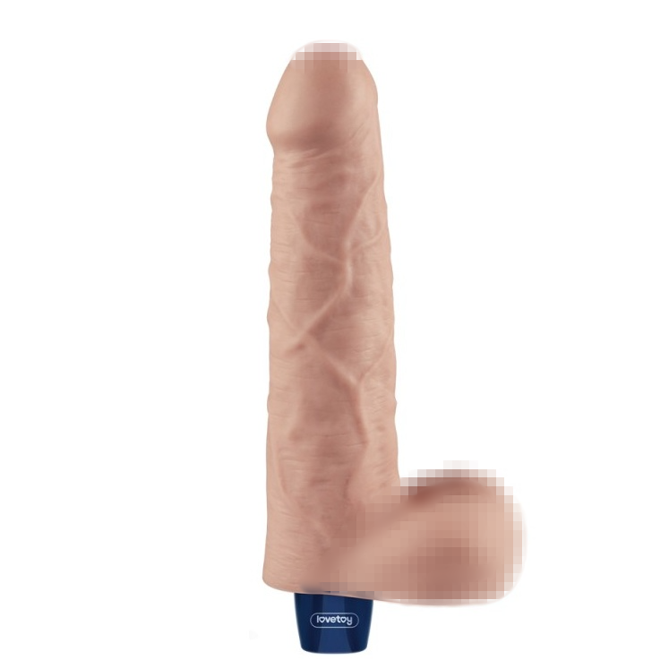 Віброфаломітатор великий Ділдо з мошонкою тілесного кольору (22.6 см)